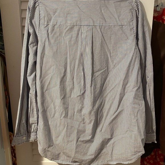 Crown & Ivy blue/ white striped top with ruffles - Picture 7 of 7